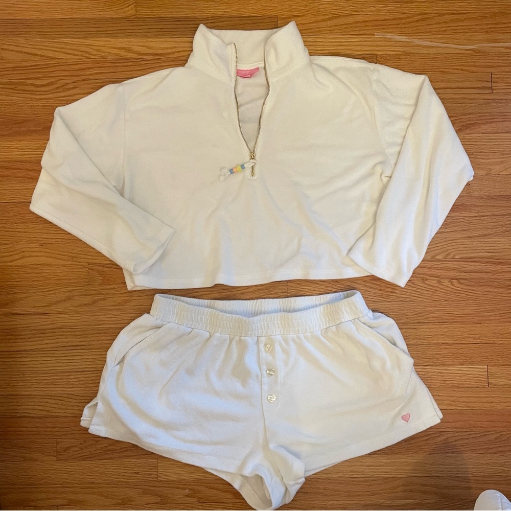 Stoney Clover x Target White Terry Cloth Quarter Zip + Shorts Set - Picture 3 of 5
